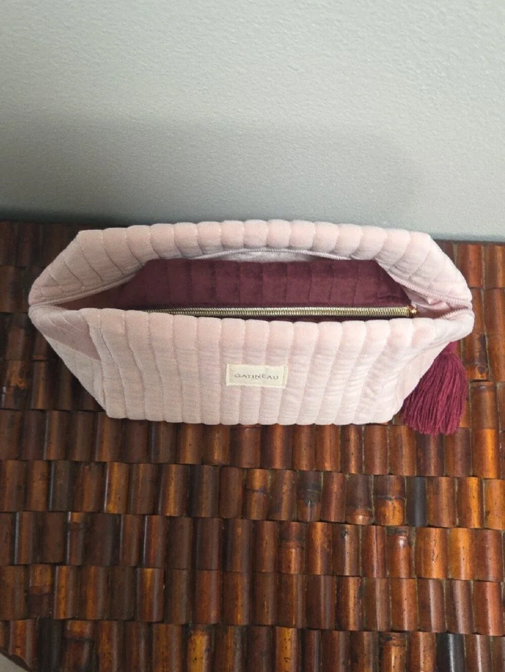 Gatineau Pink Quilted Cosmetic Bag & Nails.INC Mauve Quilted Pouch Set